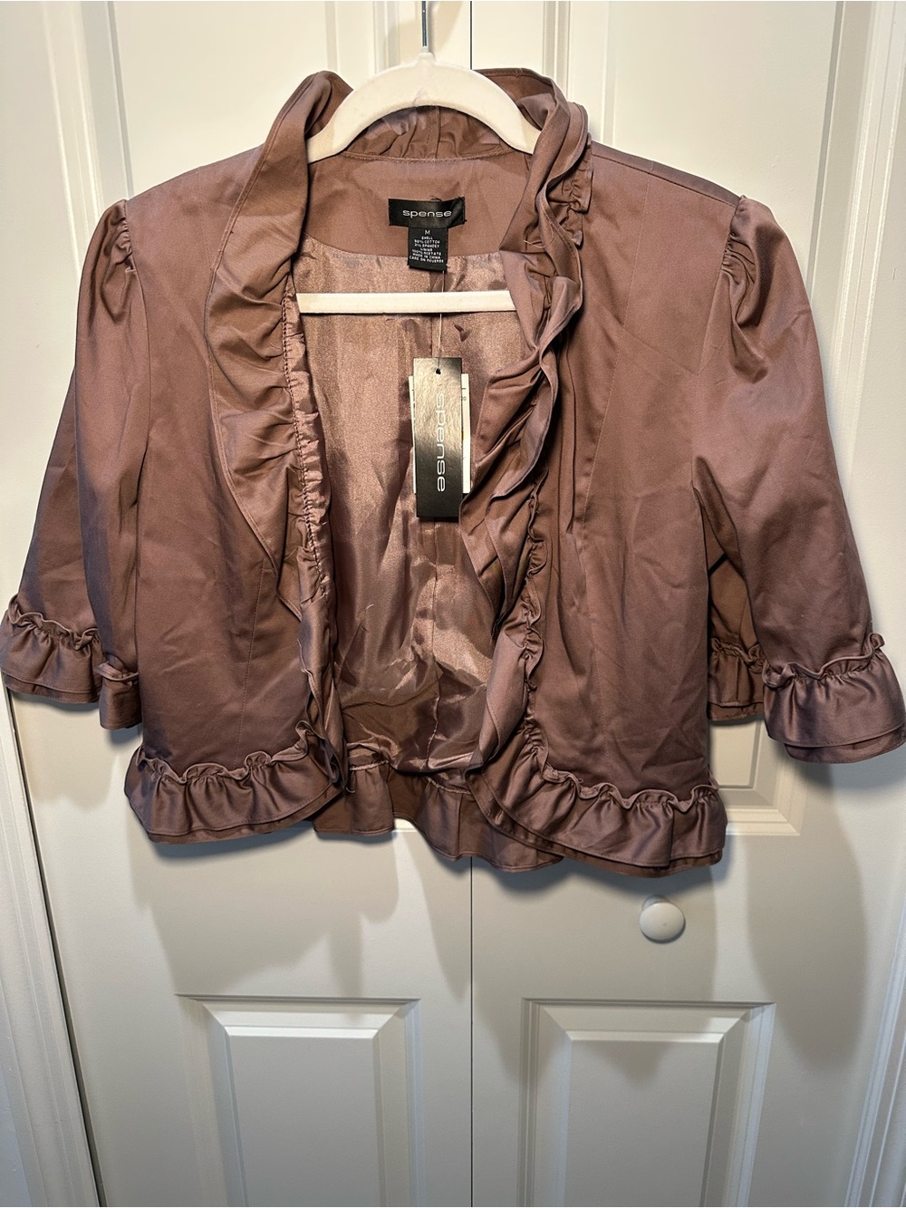 Spense Satin-Look Open Front Bolero in Mauve